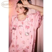 Gukoo/果壳睡裙女夏季HelloKitty联名新款条纹甜美女家居服睡裙B
