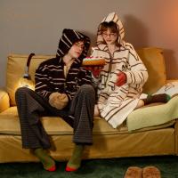 Gukoo/果壳睡袍情侣冬季迪士尼联名新款条纹简约男士家居服睡袍D