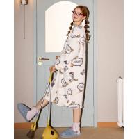 【米奇家族系列】睡衣女秋冬加厚北极绒卡通满印家居服睡裙可外穿