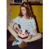  Gukoo/果壳睡衣女春秋款hellokitty联名新款条纹纯棉家居服套装A