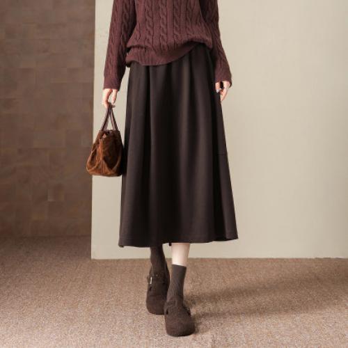 【摩登可可】冬季松弛感松紧腰伞裙温暖星空呢A字气质女式半身裙