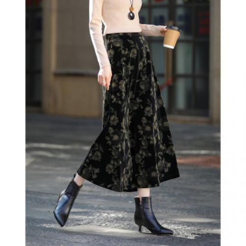 【烫金工艺】秋季国风新中式丝绒鱼尾美学小个子A字女式半身裙