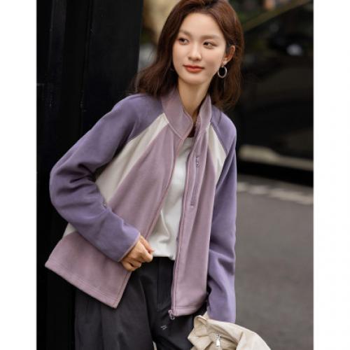 【保暖460G双面绒】冬季城市运动风立领拼色抽绳短款女式外套