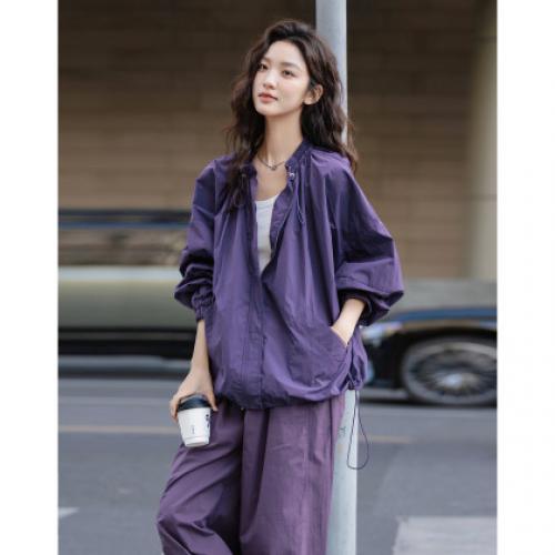 【城市轻户外穿搭】春季时髦尼龙立领暗门襟廓形感遮肉女休闲外套