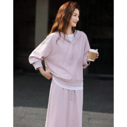 【莫兰迪套装】2026春温柔风双针三线明辑无缝压胶小个子女式两件套