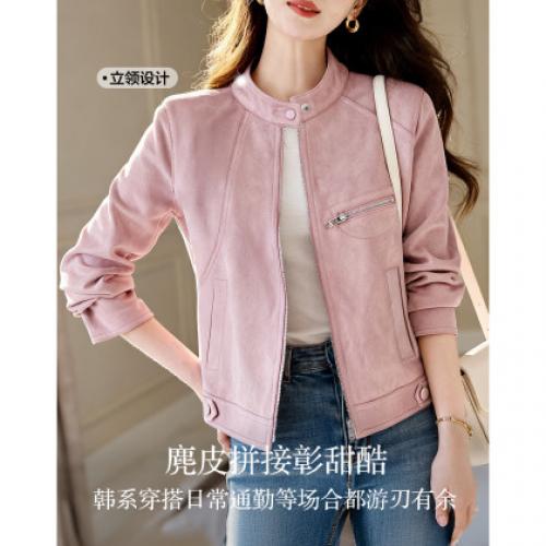 【甜酷韩风】2026春立领拼接拉链装饰夹克小个子短款女式外套