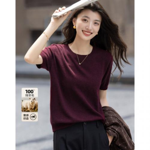 【奢感100绵羊毛】秋季气质圆领线衫肌理感坑条藏肉针织衫上衣