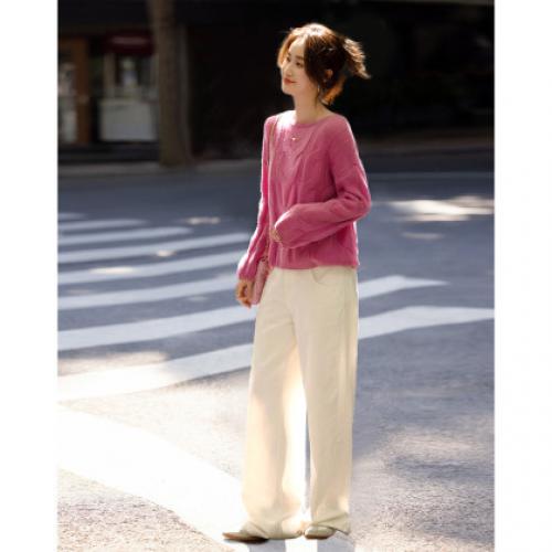 【树莓马卡龙】冬多巴胺100%绵羊毛线衫绞花慵懒针织衫女上衣