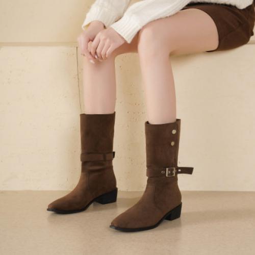 【秋冬通勤】25冬双穿法设计百搭皮带扣骑士靴女中筒西部靴