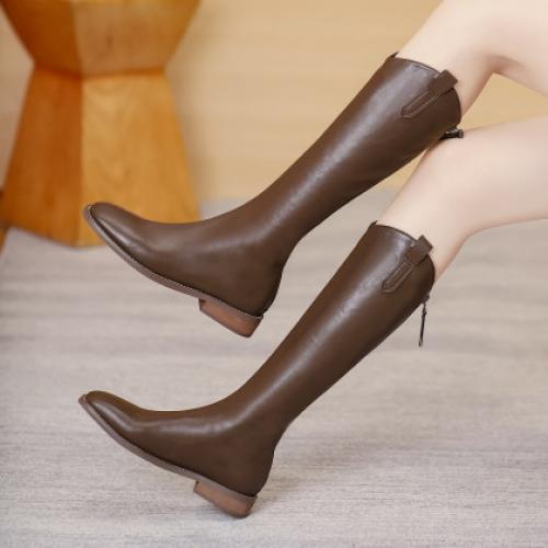 冬季新款长筒显瘦马靴长靴（加绒）