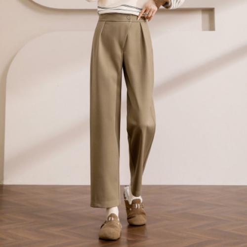 【漫步职场】春秋咖调职场宽松九分直筒裤简约舒适通勤女式休闲裤