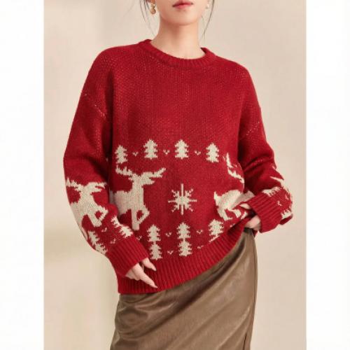 唐狮2026秋冬毛衣情侣款圆领套头费尔岛提花节日氛围毛线衫超好看