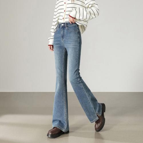 唐狮2025年秋季新款女牛仔裤修身显瘦减龄喇叭裤高腰复古长裤k1