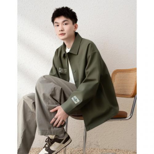 唐狮2026秋季外套男款翻领精致刺绣短款外套复古休闲薄款百搭时尚