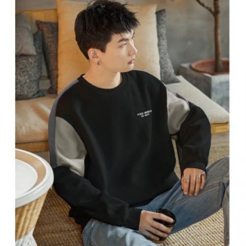 唐狮2026春秋季男圆领卫衣袖子拼接款运动风少年感百搭设计时尚