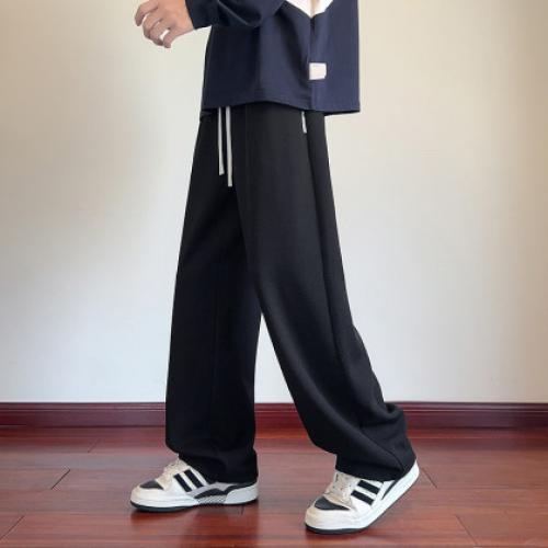 唐狮菠萝格裤子男款25秋季拼接设计感弯刀阔腿裤直筒宽松休闲长裤