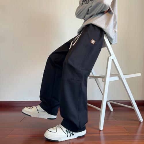 唐狮2026春秋季男士休闲长裤宽松阔腿黑色裤子百搭休闲直筒裤潮流