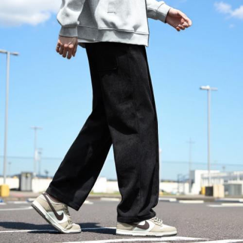 唐狮2026休闲长裤男士简约设计黑色直筒裤休闲百搭显瘦时尚潮流