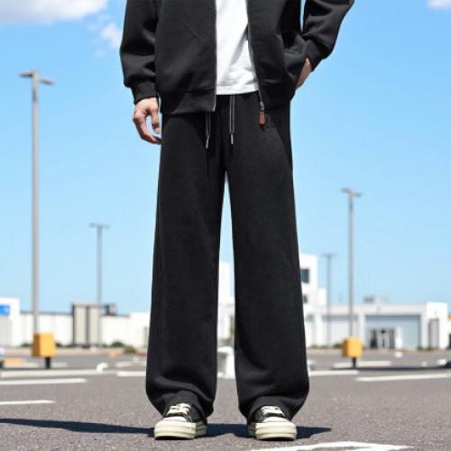 【小灯塔】唐狮2025秋冬新款男牛仔裤针织侧边宽松直筒休闲长