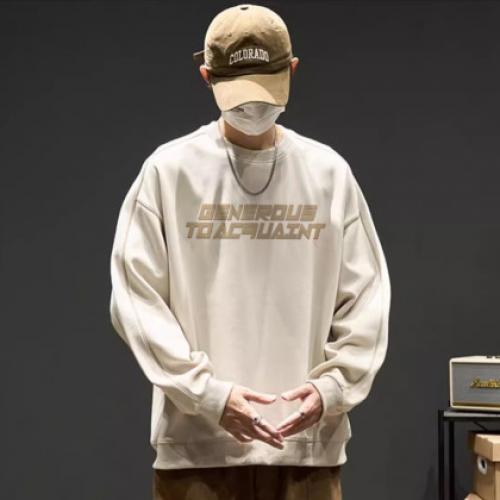 唐狮2026春秋男士圆领卫衣设计感美式青少年简约休闲慵懒宽松上衣