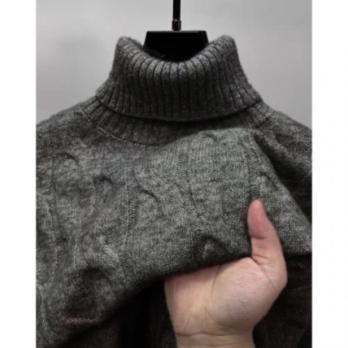 唐狮2026秋冬季毛衣男高领绞花套头净色简约慵懒风高级感毛线衫