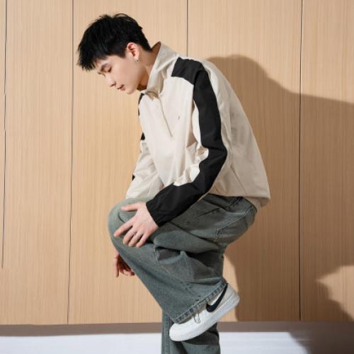 唐狮2025秋季新款男外套立领拉链套头上衣拼接撞色夹克外套运动