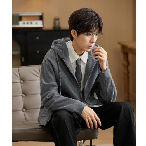 唐狮2026秋季新款连帽卫衣针织外套开衫男潮宽松简约休闲春装学生