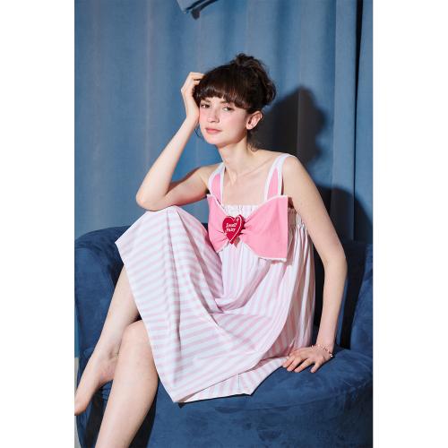 yso【礼物系列】睡衣女夏季吊带甜美蝴蝶结兔耳睡裙可外穿家居服B