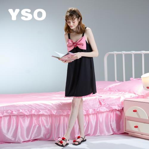 yso【礼物系列】睡裙女夏季吊带裙甜美可爱蝴蝶结外穿度假家居服B