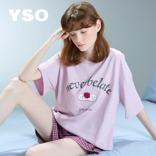 yso【酷猫系列】睡衣女夏套装短袖套头休闲简约高级感可外穿套装B