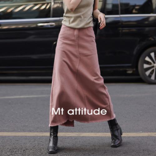 【超好看港风】秋显瘦直筒后开衩小众色系牛仔半裙