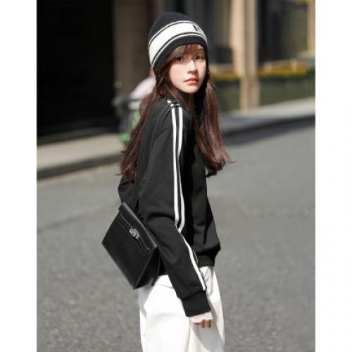 【运动芭蕾风】秋季甜美蕾丝拼接云朵棉V领上衣宽松舒适女式卫衣