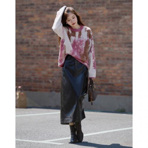 【粉黛映画】2025冬甜美提花圆领线衫舒适柔软含绵羊毛针织衫女上衣