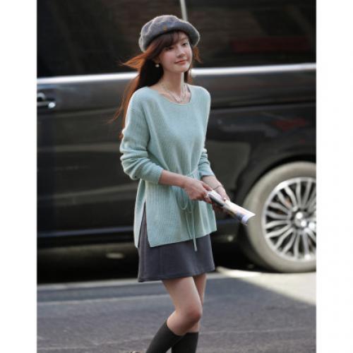 【静奢全绵羊毛】秋季气质通勤U领线衫轻薄舒弹遮肉针织衫女上衣