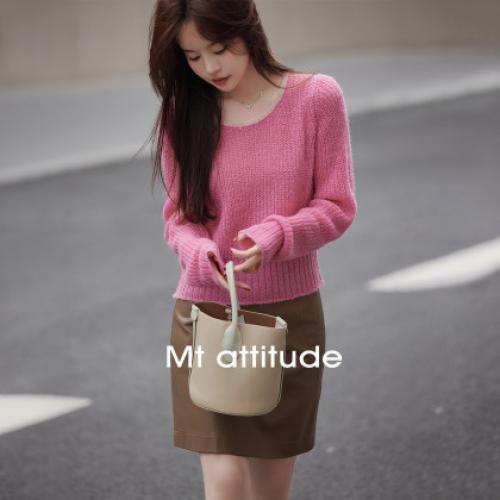 【精致时尚撞色】秋精致时尚圆领套头长袖百搭针织衫