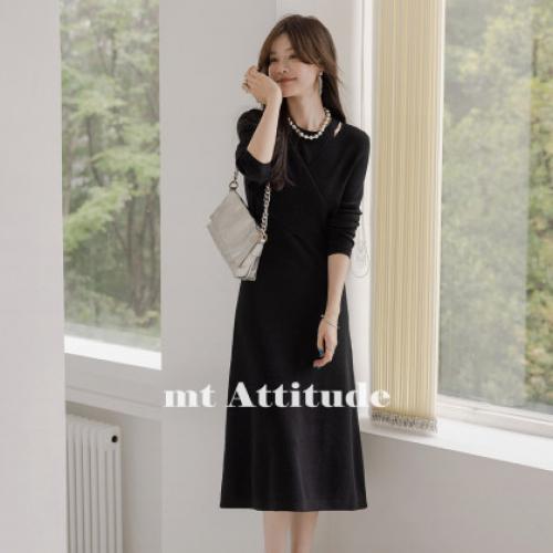 【法式精致优雅风】秋季款  法式浪漫绑带针织连衣裙