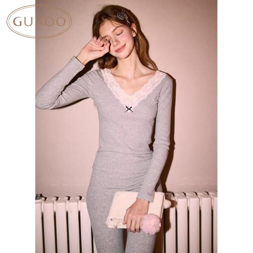 Gukoo/果壳保暖内衣女秋冬简约新款贴身女士秋衣秋裤套装