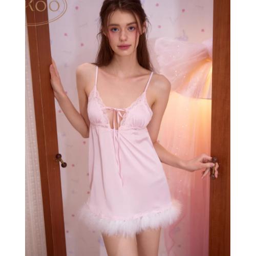 Gukoo/果壳睡裙女纯色蕾丝性感女士家居服情趣睡裙E