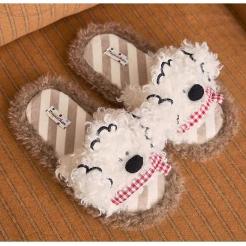 Gukoo/果壳拖鞋女冬季miiiiichan联名2025新款毛毛拖保暖女士居家棉拖鞋