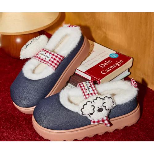 Gukoo/果壳拖鞋女冬季加绒保暖新款miiiiichan联名女士居家棉拖鞋