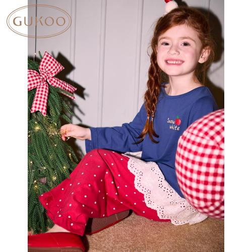 Gukoo/果壳儿童睡衣春秋款白雪公主联名新款纯棉女童家居服套装C