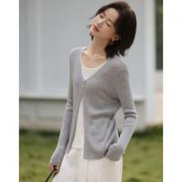 【桑蚕丝绵羊毛混纺】2026春极简风假两件撞色线衫小个子女式针织衫