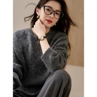 【臻奢羊驼毛混纺】冬季慵懒风长毛圆领线衫柔软气质针织衫女上衣