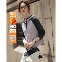 【玻尿酸抗菌远红外发热绒】冬季220G暖姜绒连帽拼接女式t恤