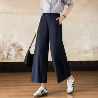 【磨毛100棉】2026春知性半松紧腰宽松九分裤小个子女式休闲裤