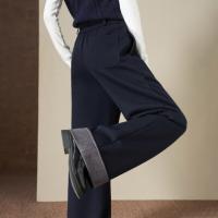 【莱赛尔绵羊毛混纺】冬季松紧腰卷边直筒弹力显瘦休闲裤女高级感