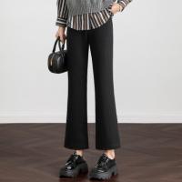 【职场人好“裤”】冬商务通勤后腰橡筋喇叭裤星空呢女式休闲裤
