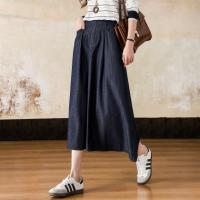 【复古画布】2026春韩风云感棉高腰伞裙分割线A字女式牛仔半身裙