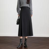 【CBD上班穿搭】冬季智感都市设计感双褶裥遮肉半身裙女中长款