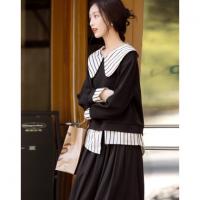 【学院派对】春季假两件大翻领350G空气层拼色卫衣女上衣